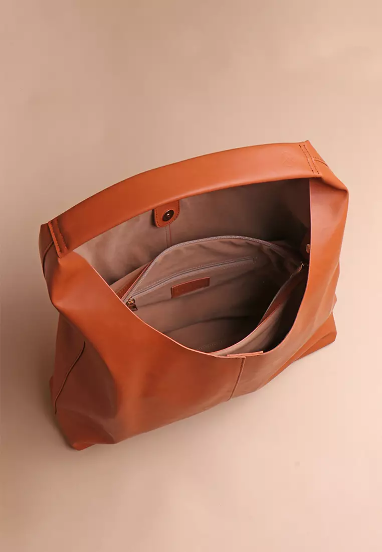 Silvertote Tas Bahu Wanita Allene Vegan Leather Hobo Brown