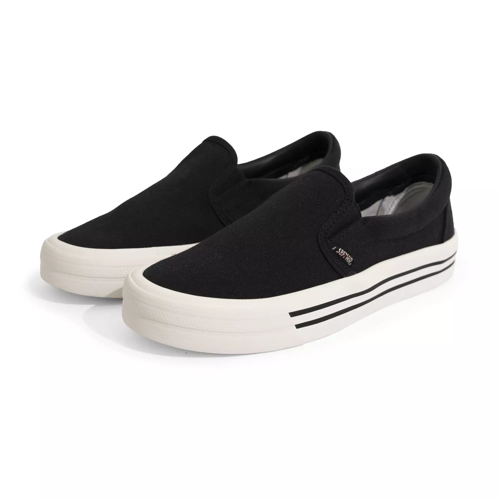 SABA Vintage Slip On All Black White LX - Sepatu Sneakers Casual Pria Wanita