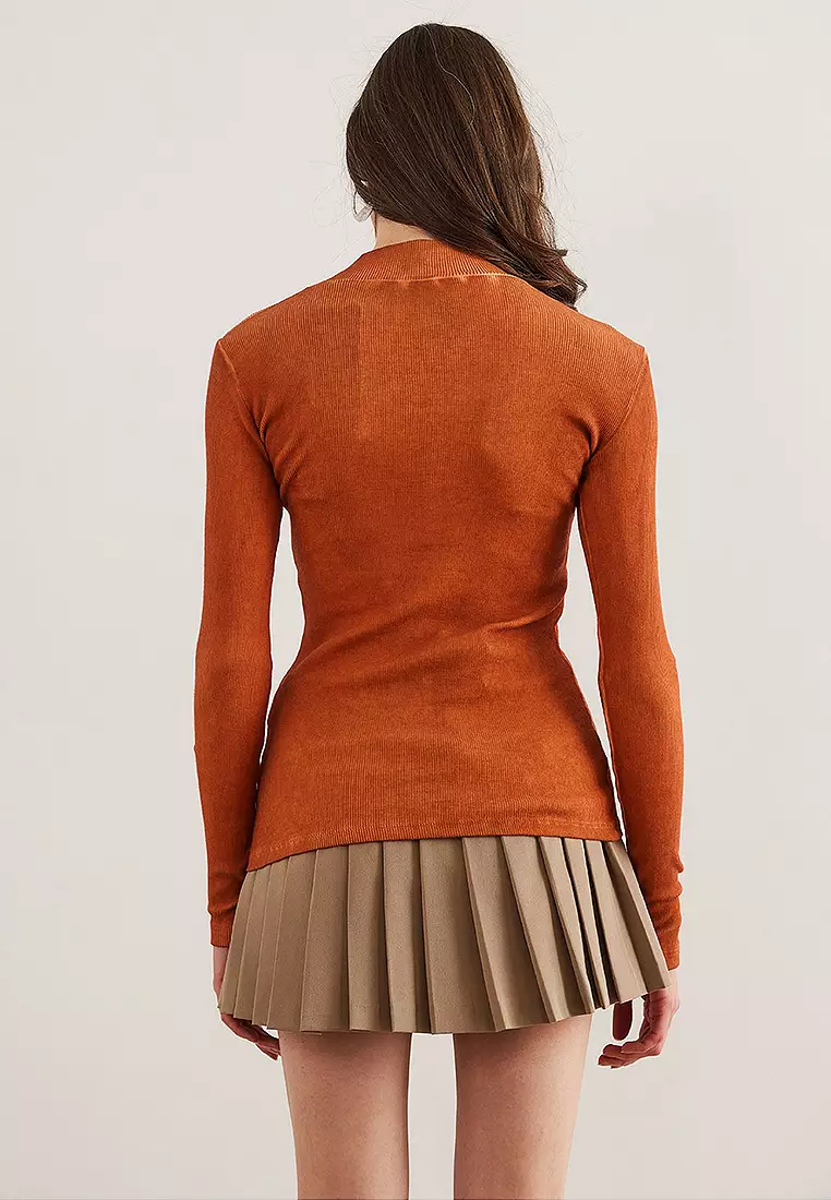 Women's Zip Turtleneck Lycra Blouse Blz- 19001155