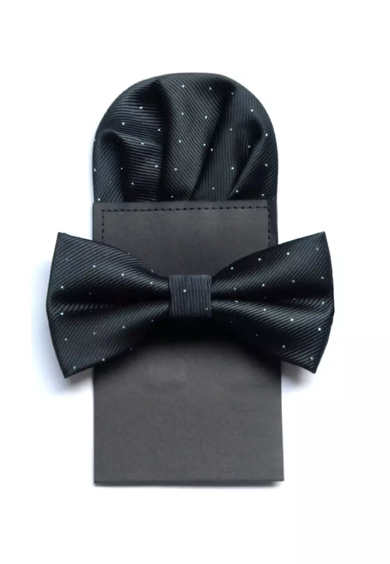 Buy Kings Collection Black Bow Tie, Pocket Square 2 Pieces Gift Set