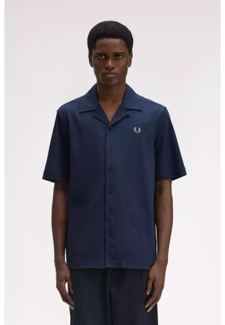 Buy Fred Perry Fred Perry M1745 Compress Mesh Revere Collar Shirt