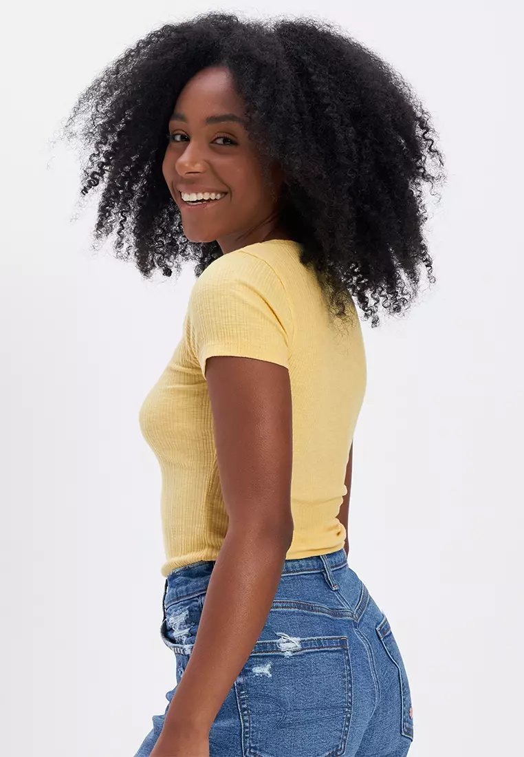 American eagle yellow crop top clearance