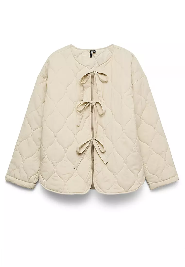 Long Sleeves Quilted Tie Jacket