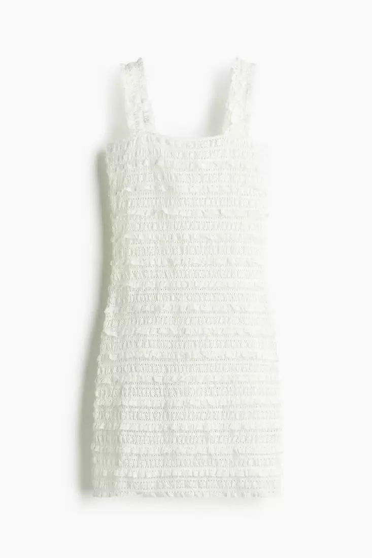 H&M Frill-trimmed lace-look dress