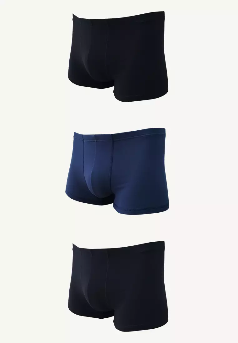 Cotton with Spandex Inside Garter Men's Boxer Briefs Riven - Assorted Colors (3in1 Pack)