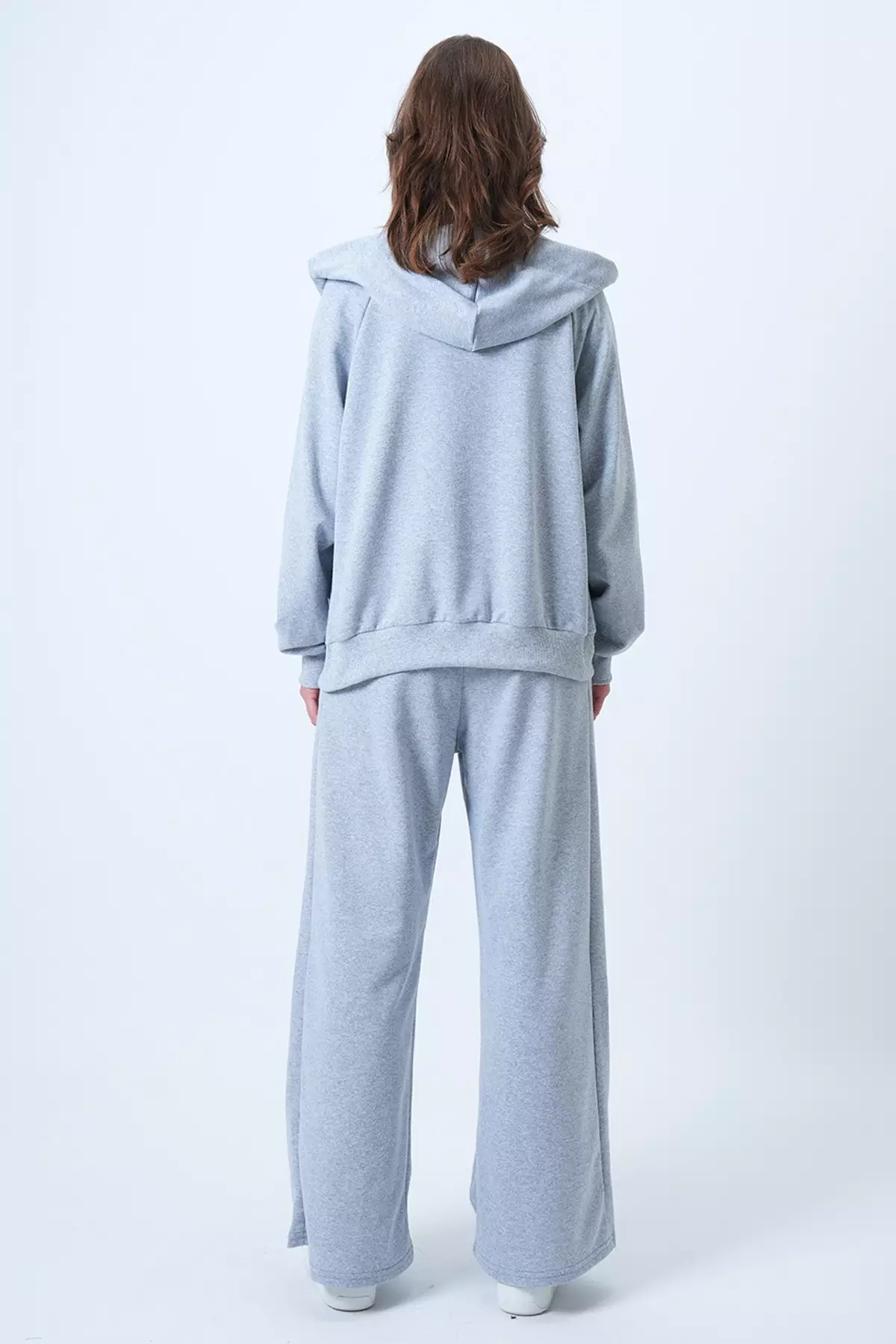 Grimelanj Hooded Zippered Jacket And High-Waisted Wide-Leg Pants Set Alc-X14606