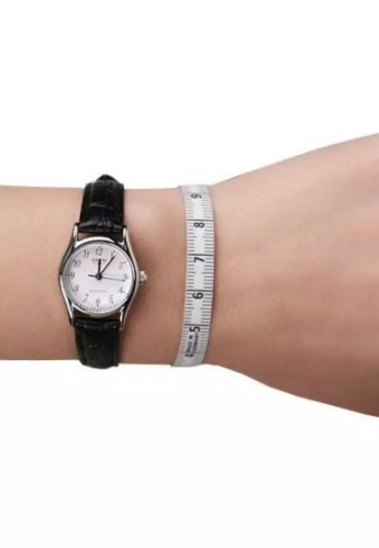 Women Analog Watch LTP-1094E-7BR Black Leather Strap