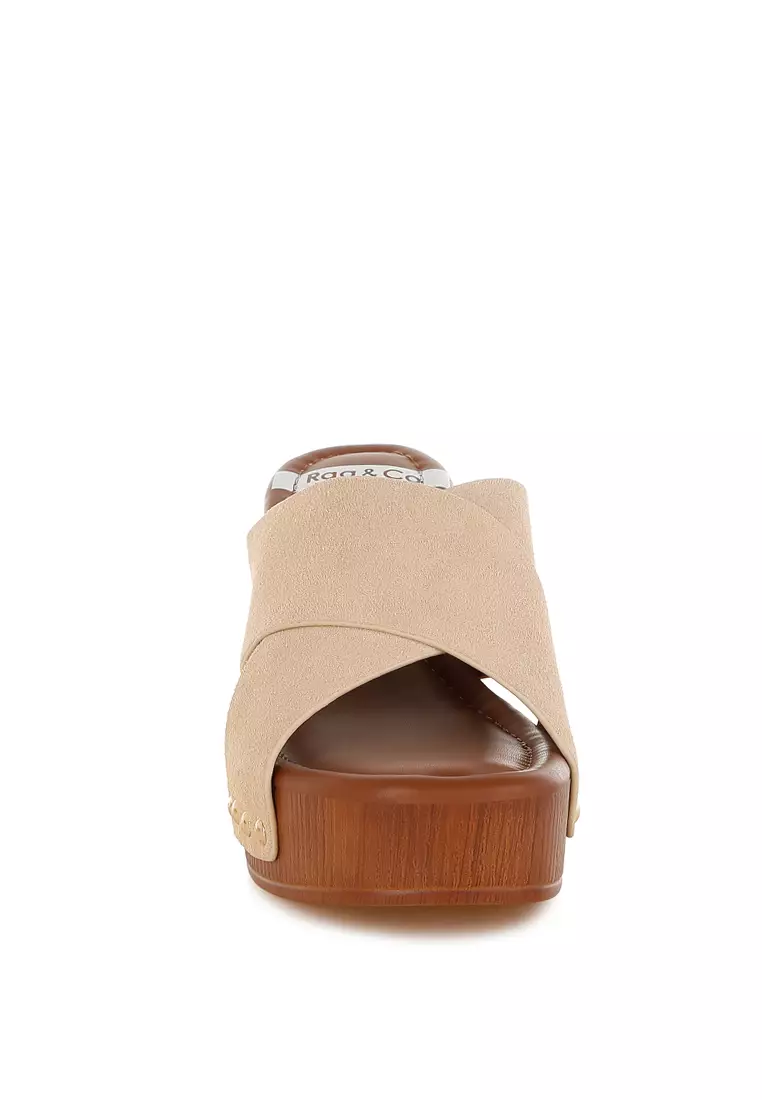Genuine Suede Leather Clogs in Beige