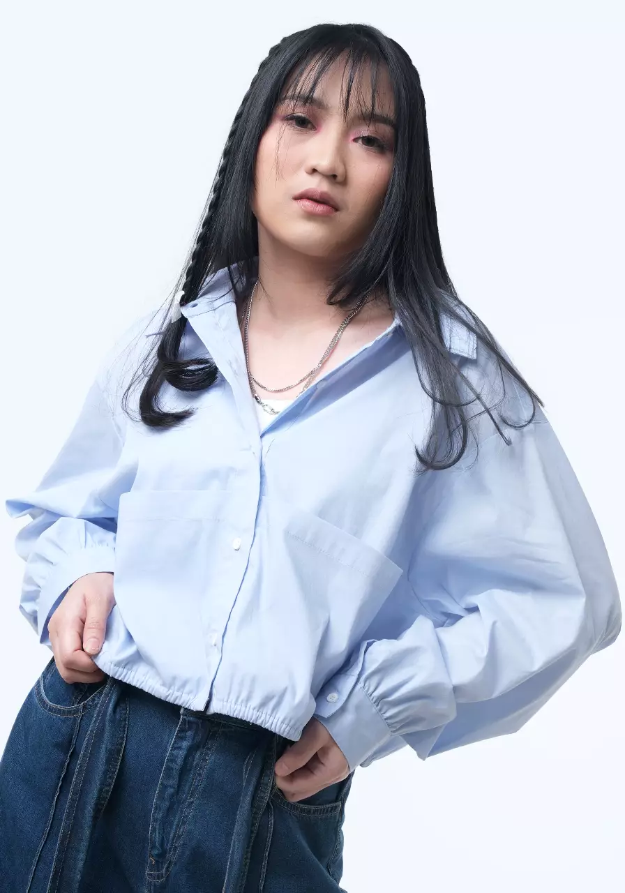 FOD Kemeja Wanita Haerin Light Blue