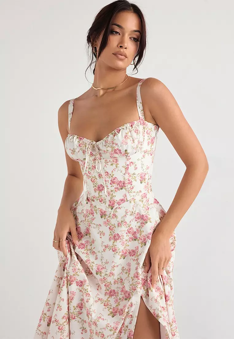 Backless Slim Suspender Slit Dress LBH-D1313