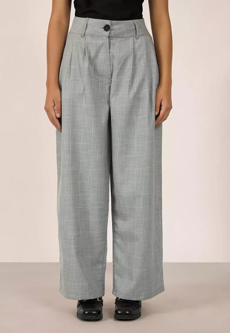 VIRGIO Viscose Stretch Grey Flared Pant