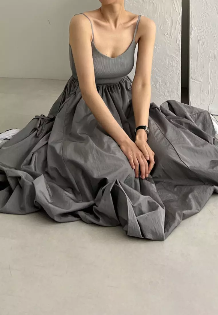 French casual U-neck suspender dress K061301GY