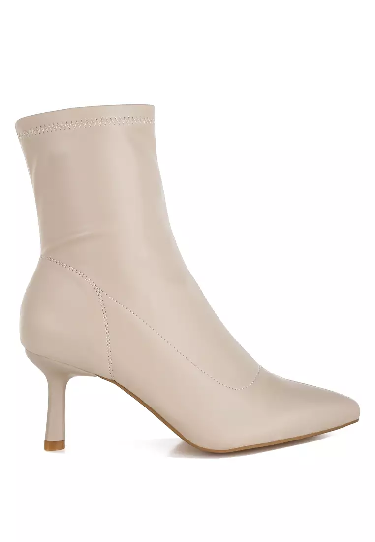 Discount on London Rag  shoes - SKU: Stiletto Heel Sock Boots in Beige