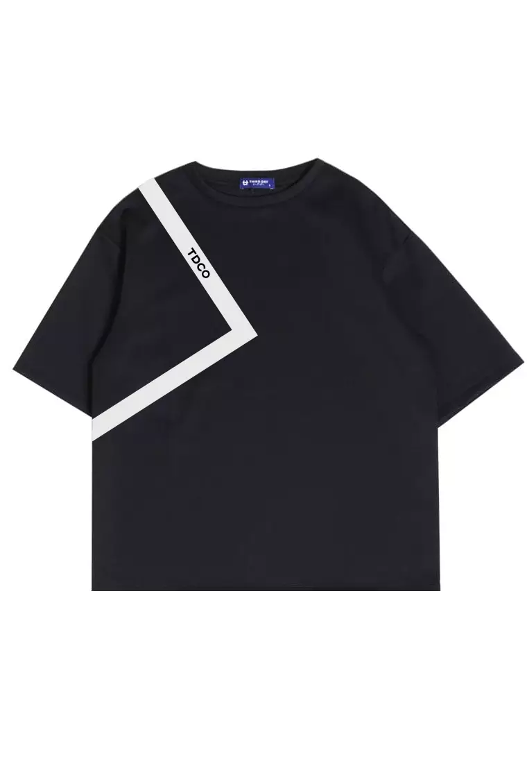 MTV66 Kaos Oversize Distro Pria Triangle Line Tdco hitam
