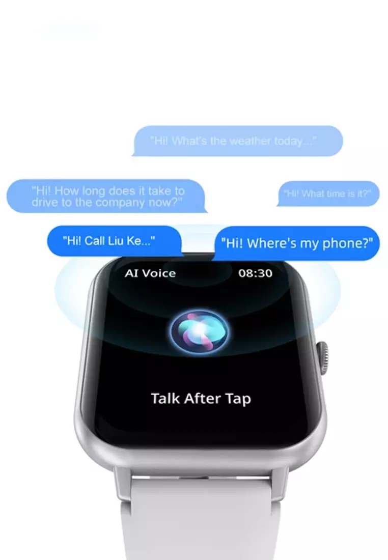 Unisex Rectangular Smart Watch - Silver