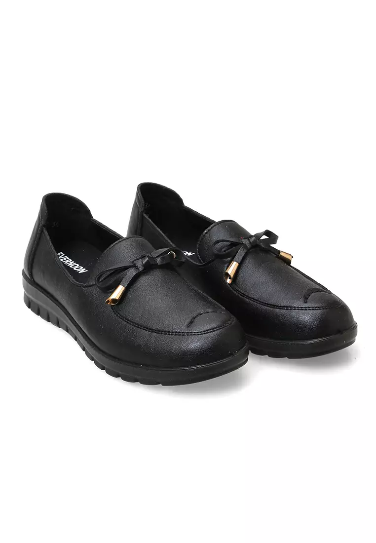 Flat Loafers Sepatu Kerja Wanita Casual Fashion High Quality - Black