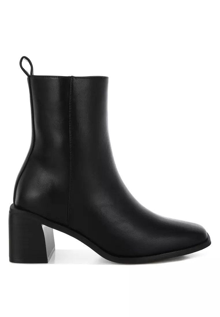 Discount on London Rag  shoes - SKU: Square Toe Faux Leather Boots in Black