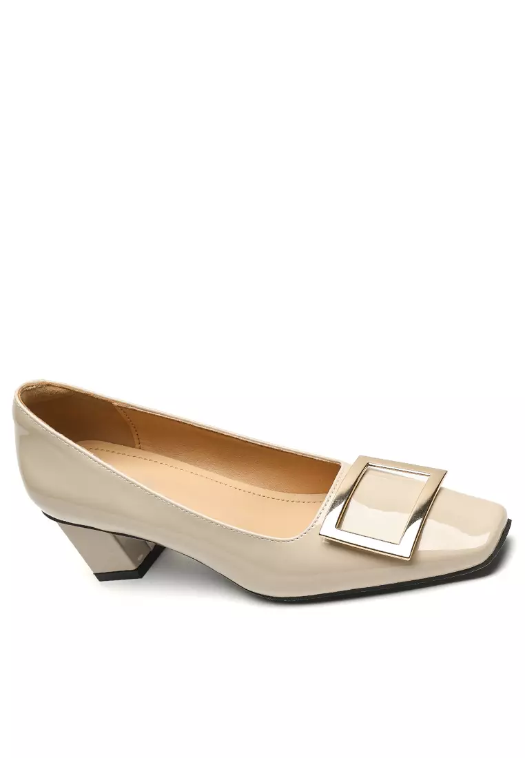 Discount on Twenty Eight Shoes  shoes - SKU: 4.5CM Square Buckle Chunky Heel Pumps WW963