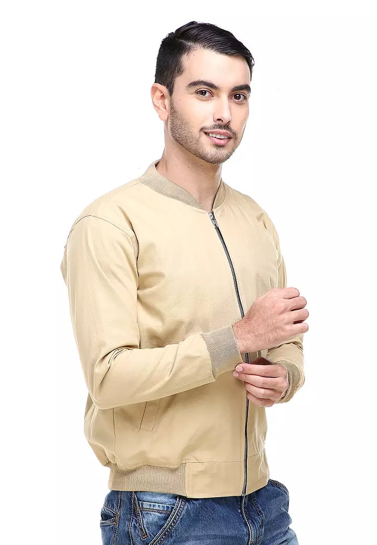 Jems Jaket Bomber Pria & Wanita Deluxe Jacket Material Canvas Baby Premium ORIGINAL - Cream