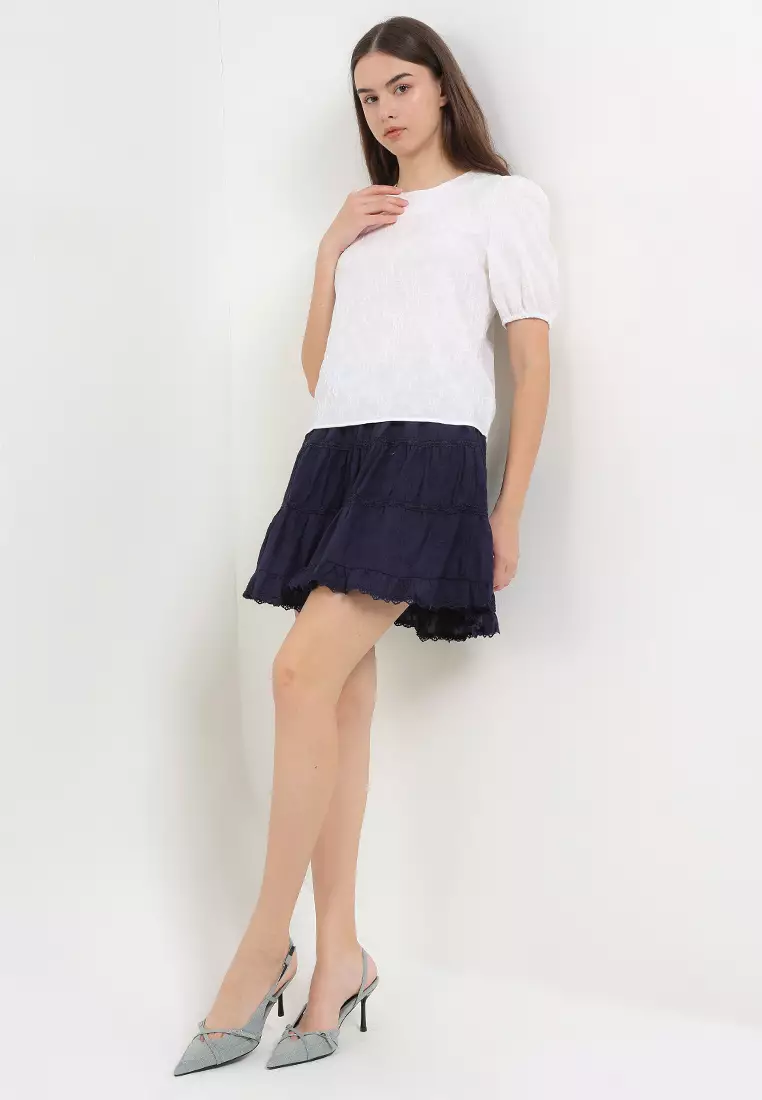 Puff S/S Flo Emboss Blouse