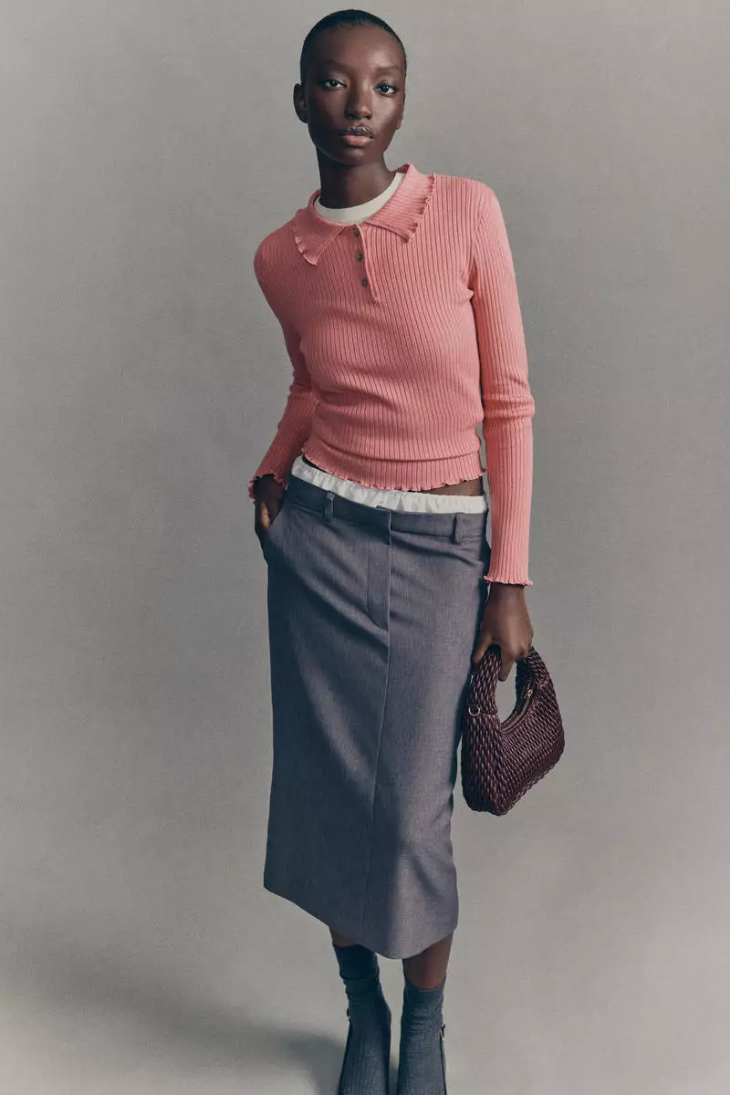 Rib-knit polo jumper