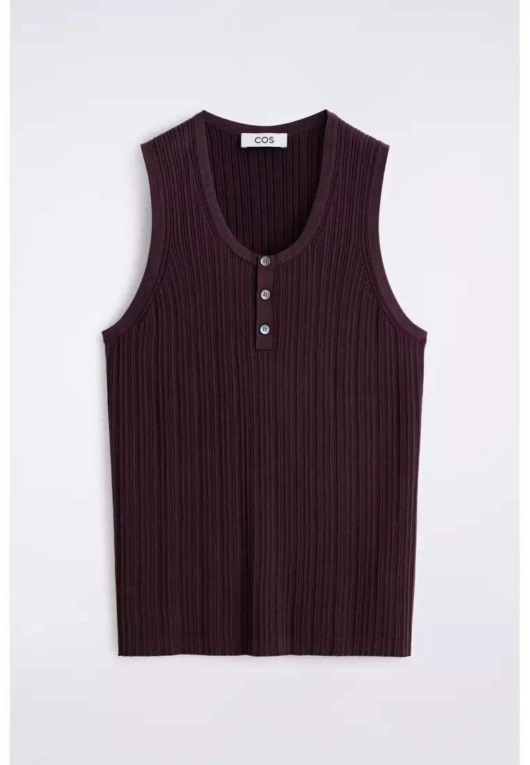 SILK-COTTON HENLEY TANK TOP