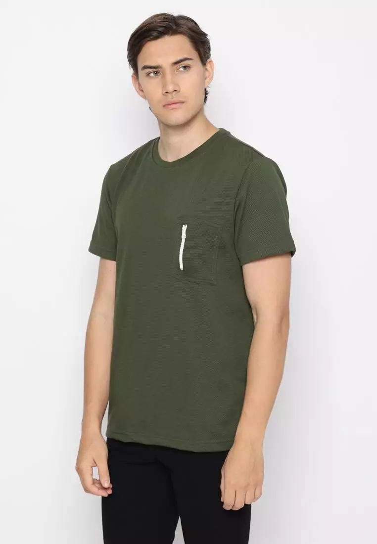 MATSUDA Kaos Polos 24S Texture Honeycomb T Shirt Saku Zipper Koka