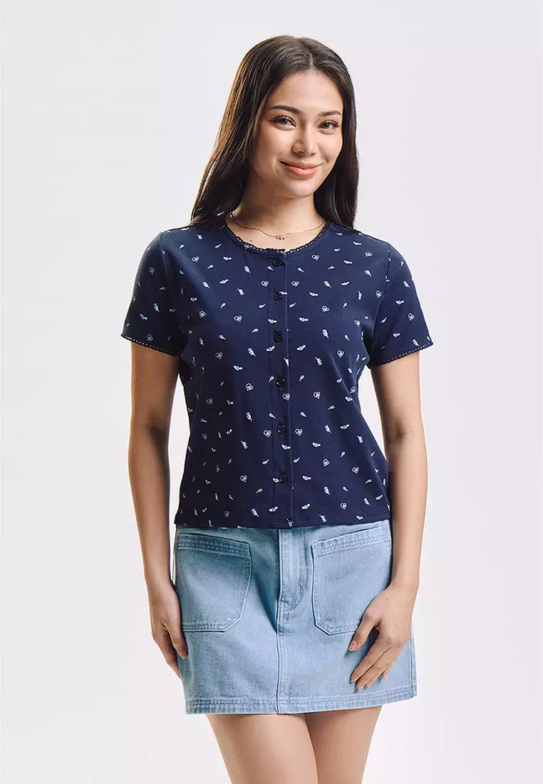 Floral All-Over Print Button Down Top