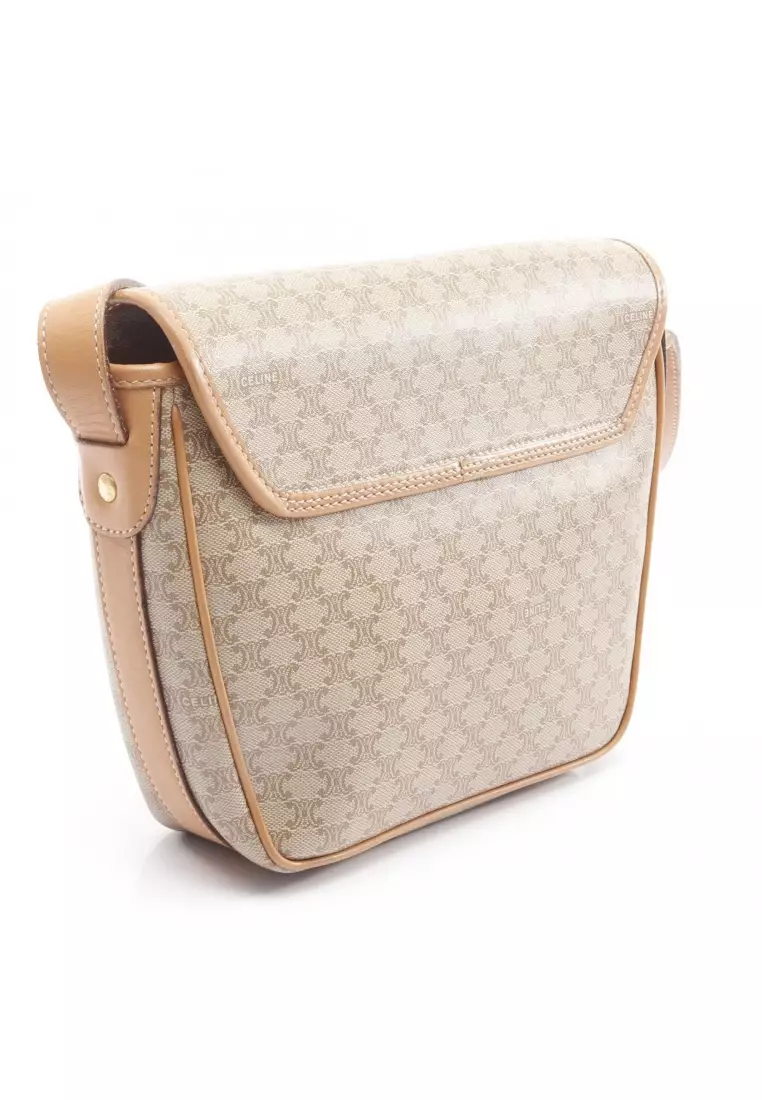 Pre-Loved Celine Macadam Shoulder bag PVC leather beige light brown