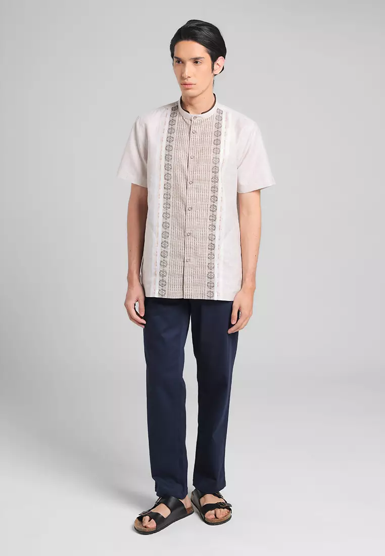 MANZONE X Adipati Dolken - Kemeja Koko Lengan Pendek Pria Bunni Modern Fit - Khaki Warna Khaki