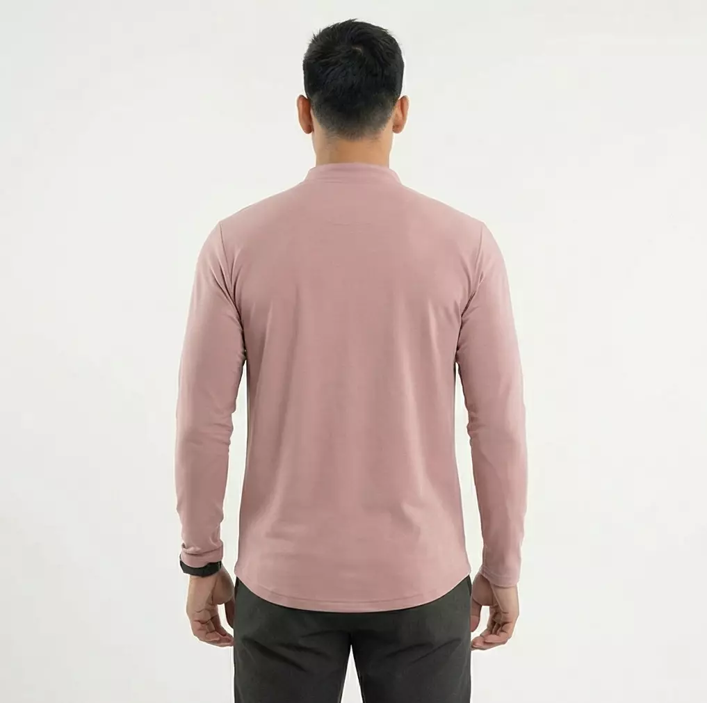TDACTIVE Kaos Koko Pria Lengan Panjang dusty pink Drifit MSB45