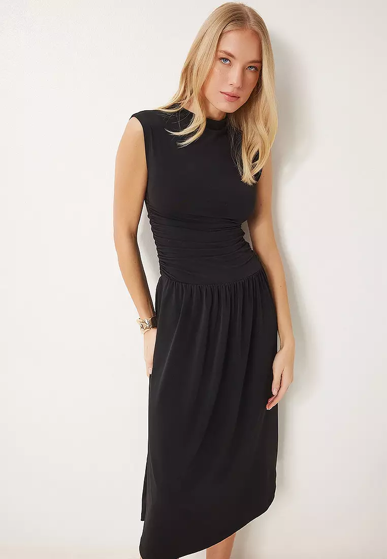 Gathered Midi Sandy Dress