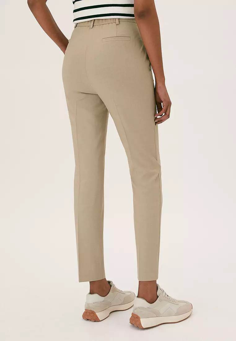 Slim Fit Ankle Grazer Trousers With Stretch