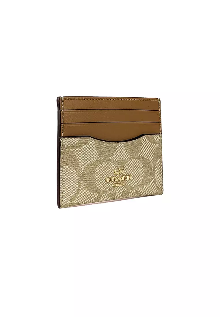 COACH®  Multifunction Card Case In Signature Canvas With Rose Print
