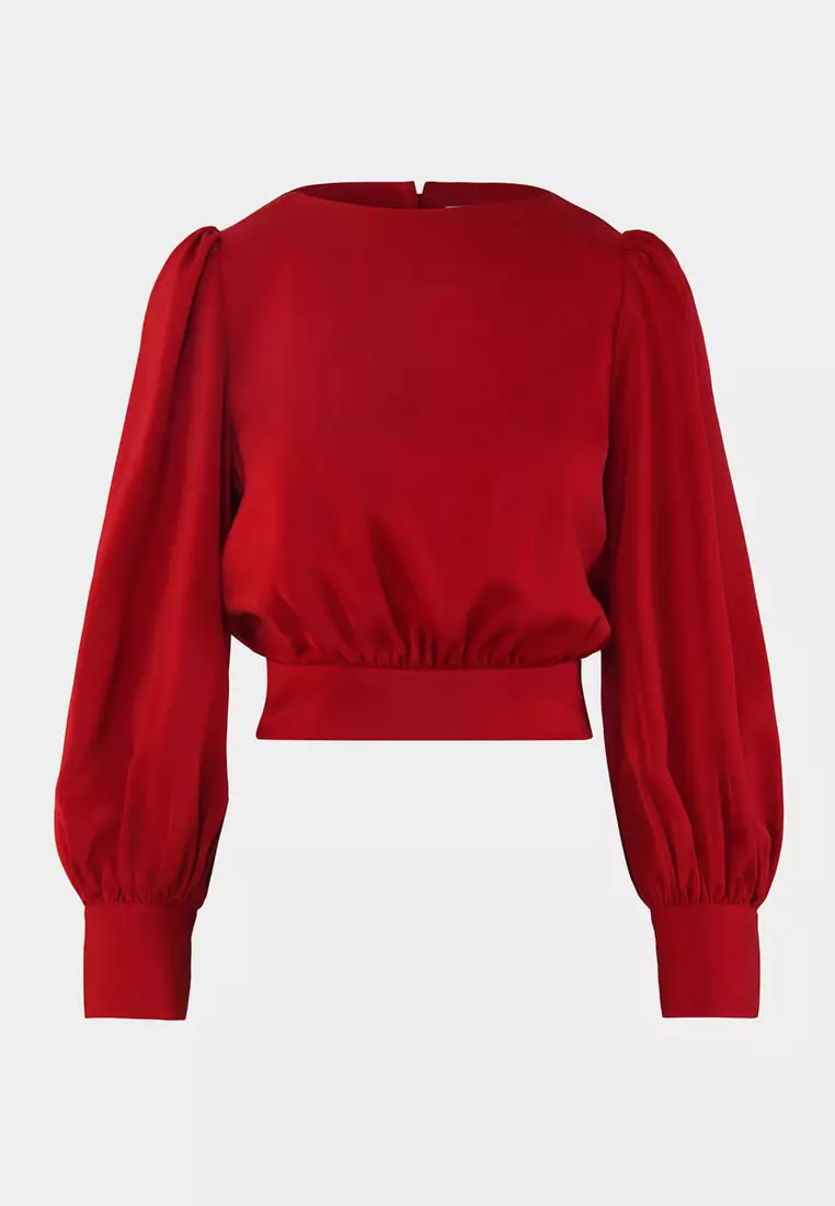 Lorinda Tie Waist Satin Blouse