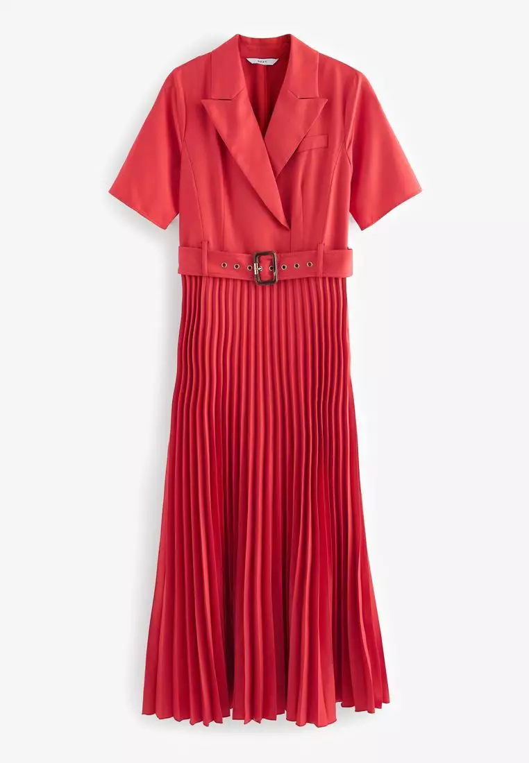 Pleated Short Sleeve Dress