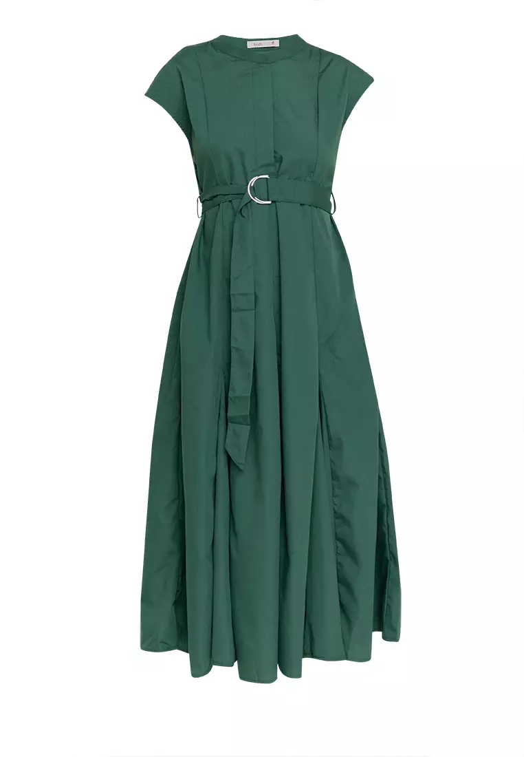Celavie French Sleeves Belted Dress