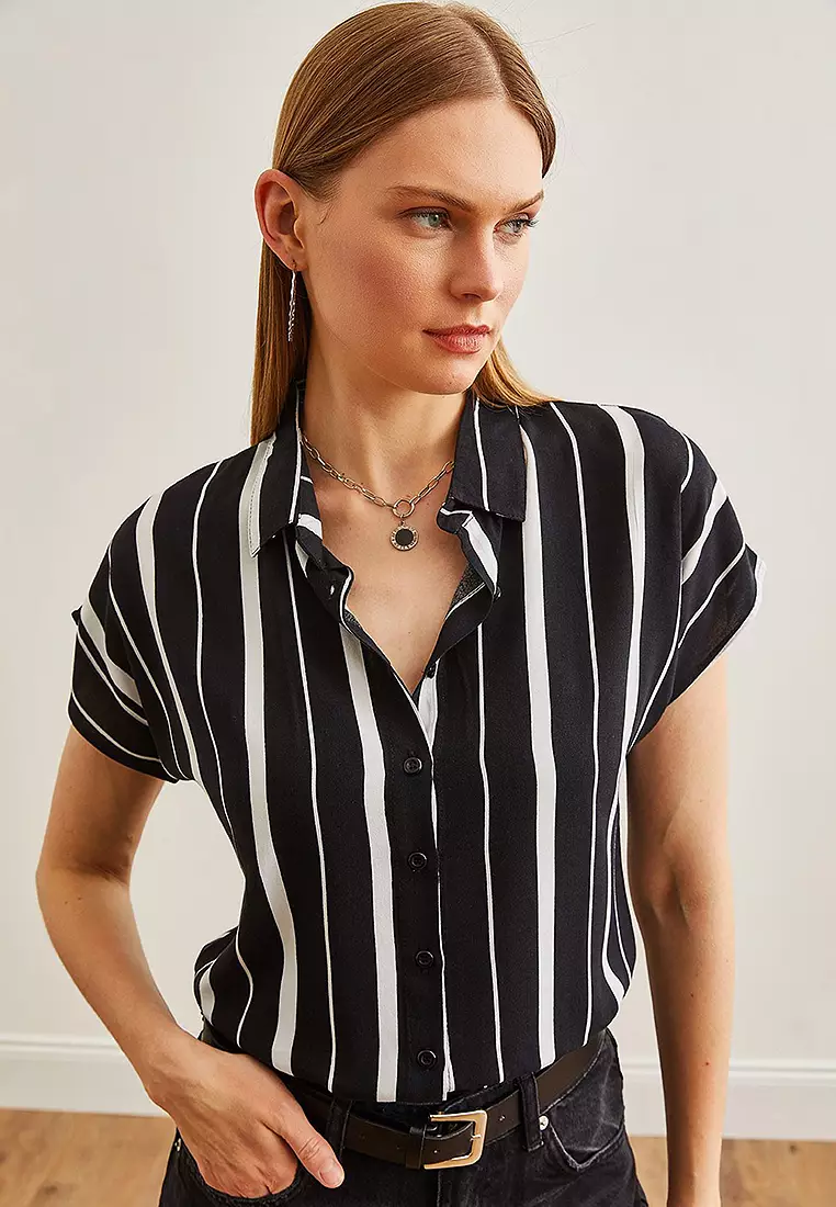 Thick Striped Bat Viscose Shirt