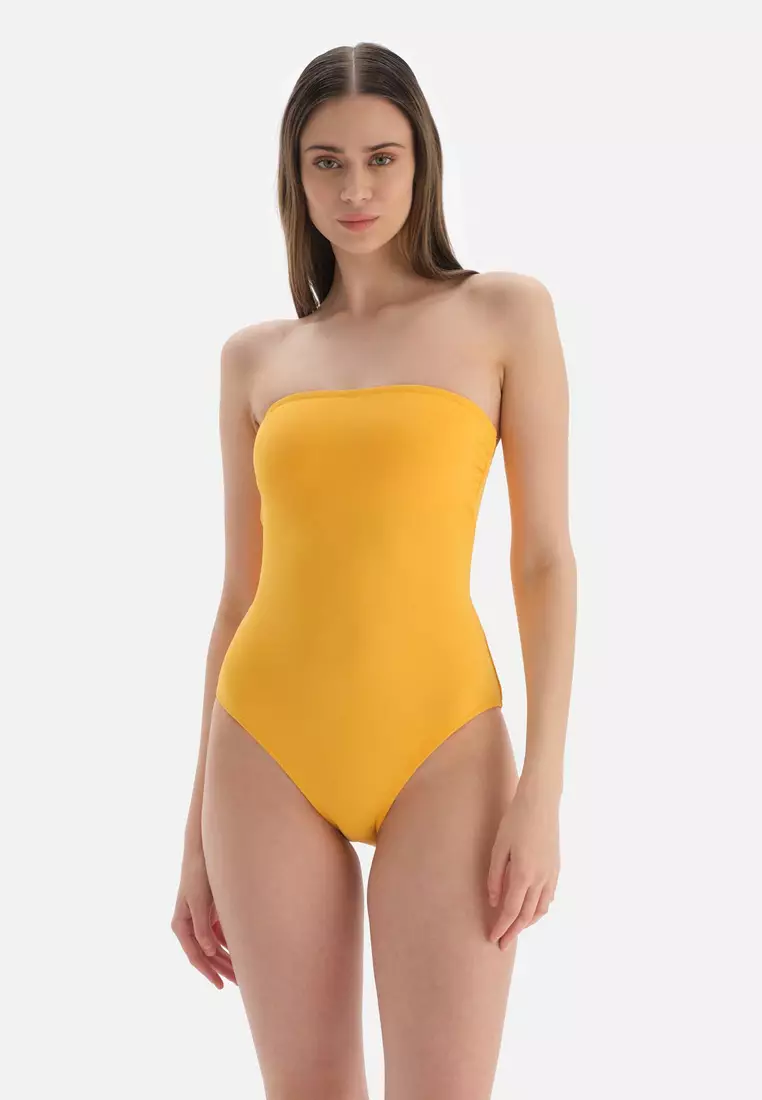 Womens yellow one deals piece swimsuit