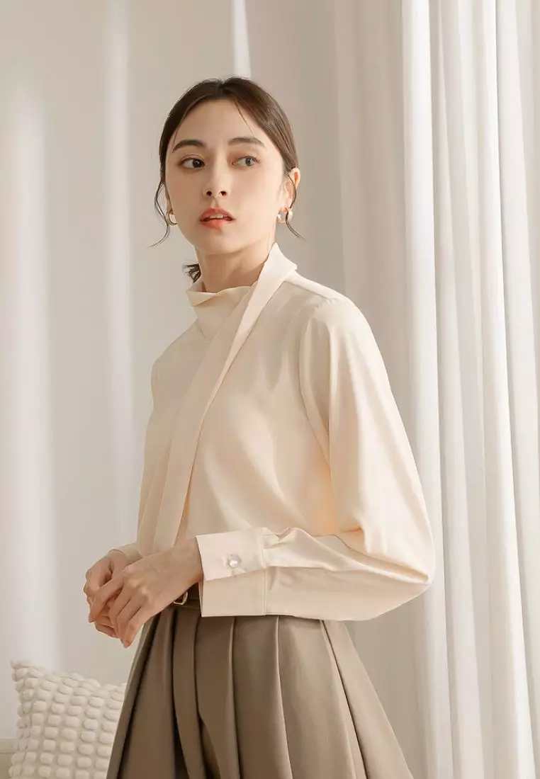 Statement High Neck Long Sleeve Shirt [AB19711]