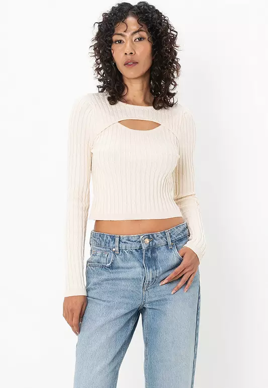 Meddi Cable Crop O-Neck Top