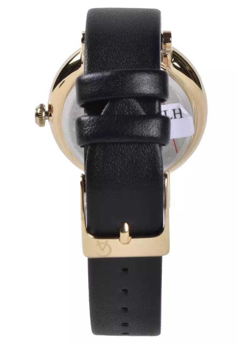 Alexandre Christie - Jam Tangan Wanita - Gold - Black Leather Strap - 2750LDLGPBA