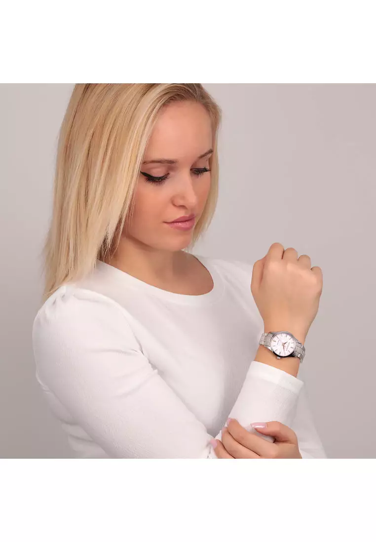 【2 Years Warranty】Trussardi T-Bent 32mm Pink Dial Stainless Steel Ladies Quartz Watch R2453141508