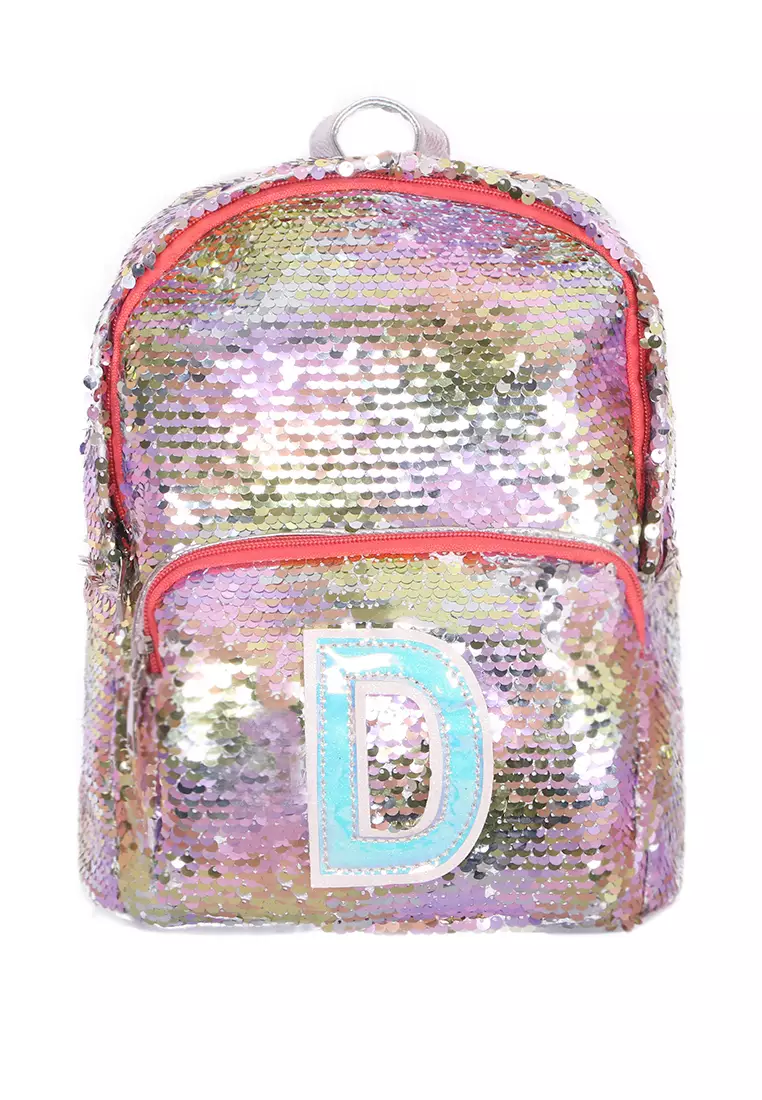 Glitter backpack sales with initial