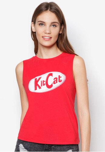 KitCat 文字背心zalora是哪裡的牌子, 服飾, 服飾