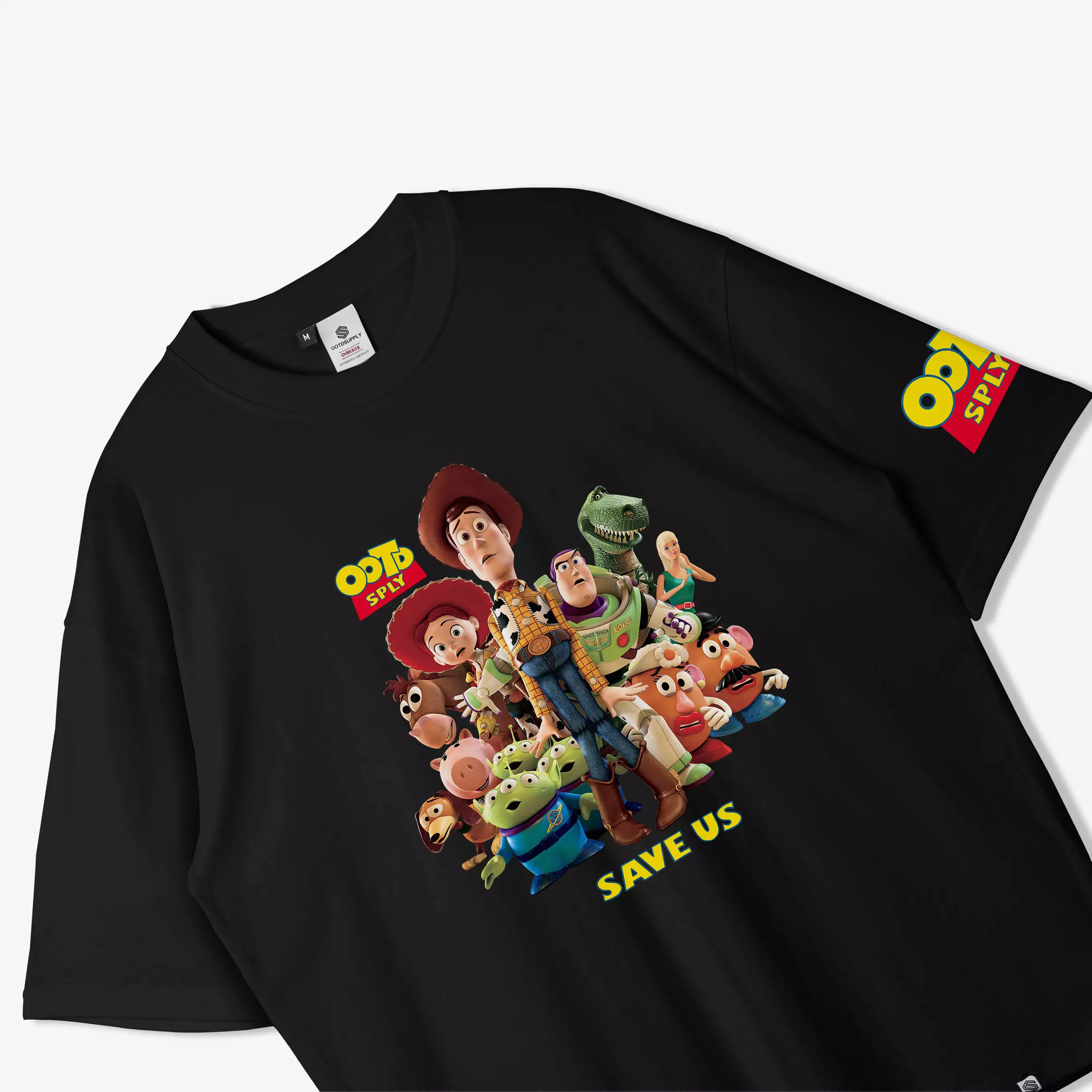 OOTDSUPPLY Oversized Tshirt Toys Baby Blue Cream & Black l Kaos Oversize Pria dan Wanita OV139