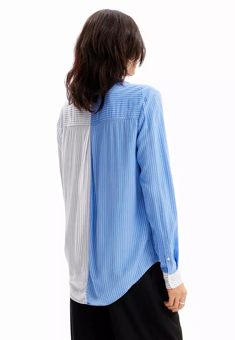 Desigual Woman Striped patchwork flower shirt.