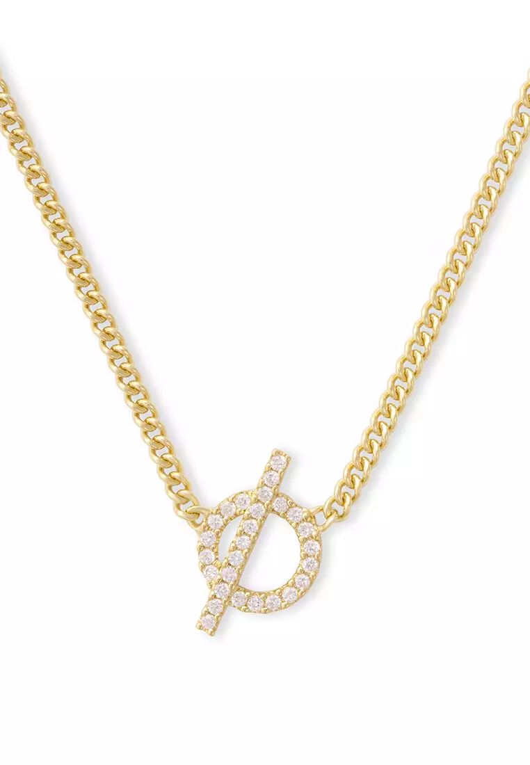 Curb Chain Pave Toggle 14K Gold Vermeil Necklace