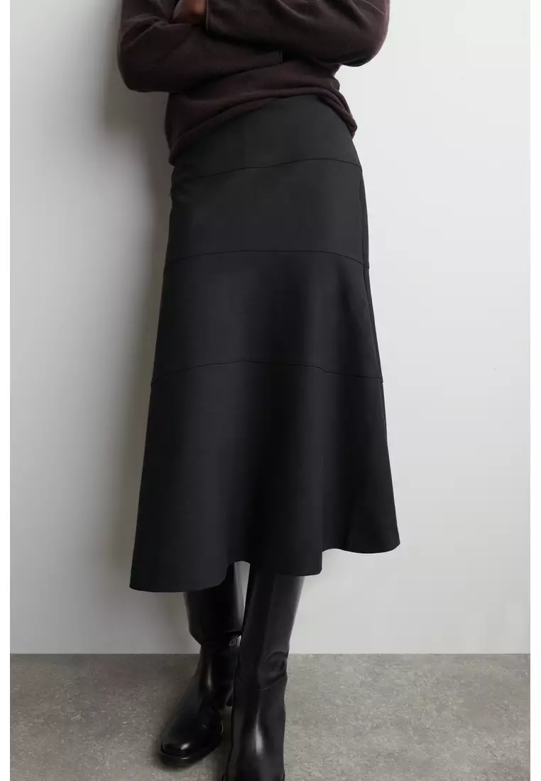 CURVED A-LINE MIDI SKIRT