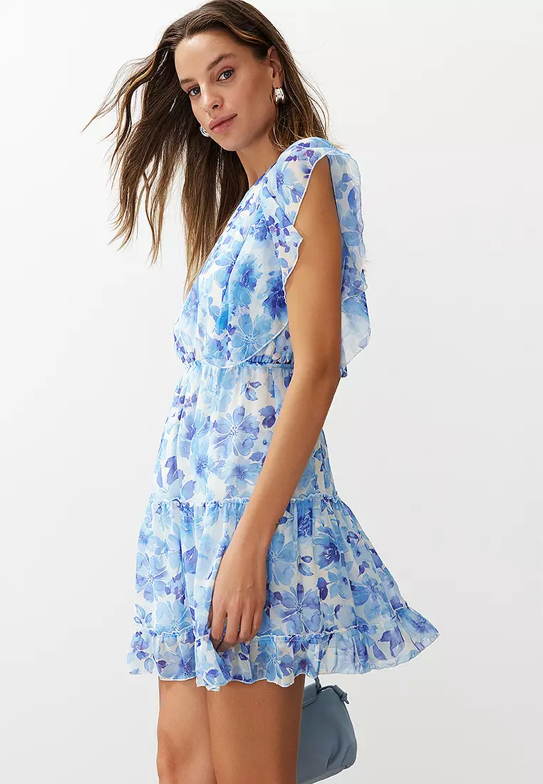 Ruffle Chiffon Mini Dress